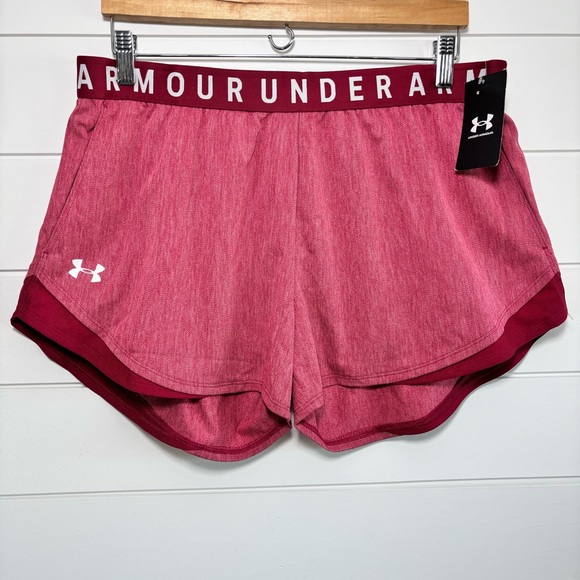 Under Armour Pants - UNDER ARMOUR Women Size XL Red/Purple Loose Play Up 3" Shorts NEW